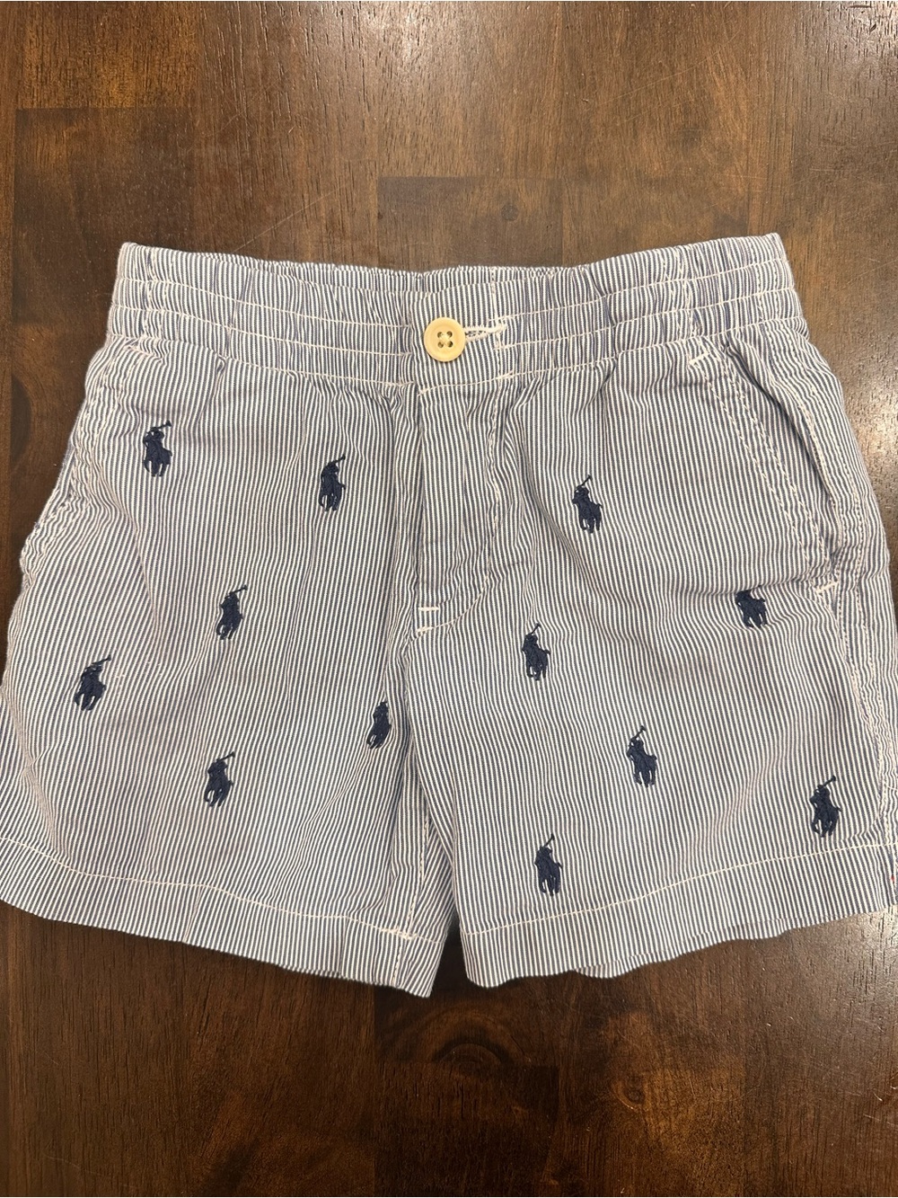 Polo by Ralph Lauren Blue and White Striped Seersucker Shorts
